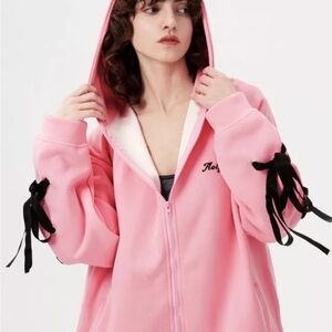 Aelfric Eden Pink Bows Zipper Hoodie -NWT- oversized